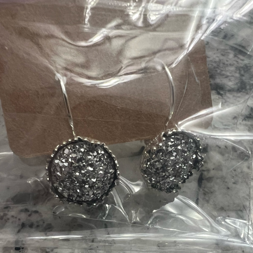 Silver druzy earrings